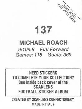 1984 Scanlens VFL Stickers #137 Michael Roach Back